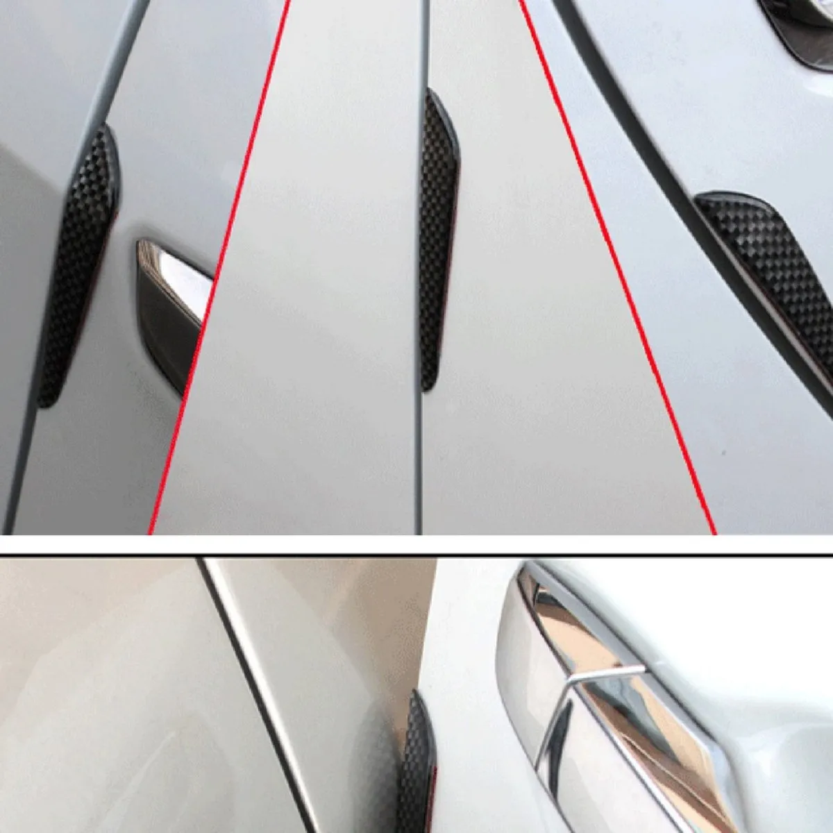T-carbon Carbon Fiber Car Door Anti-Collision Glue Strips Protect Sticker 4PCS Car Door Edge Guard Strip Trim Molding Accessorie