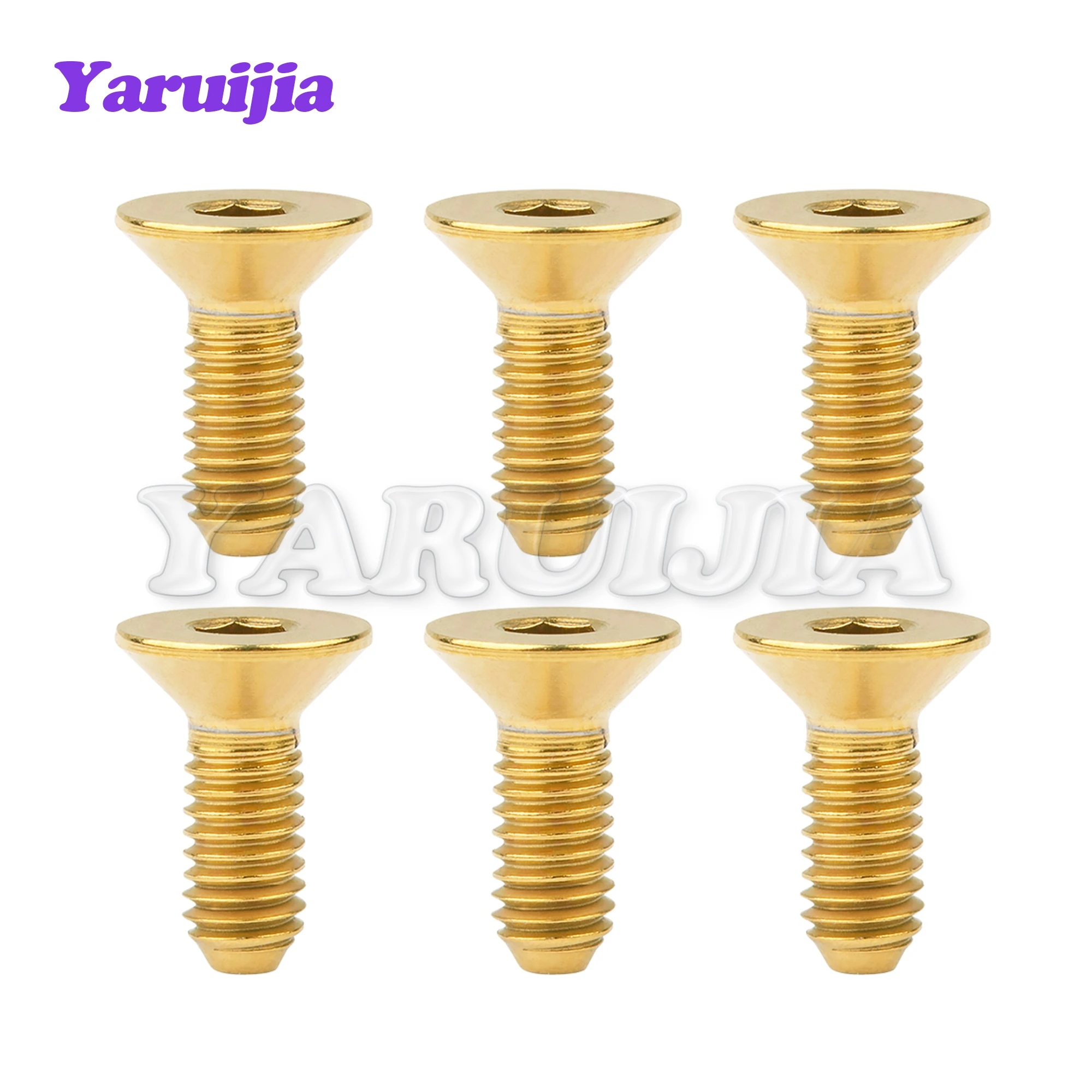 Yaruijia Titanium Bolt M3/M4/M5/M6x6/8/10//12/15/20/25/30/35/35/45mm Allen Key Flat Countersunk Head Screw 6pcs