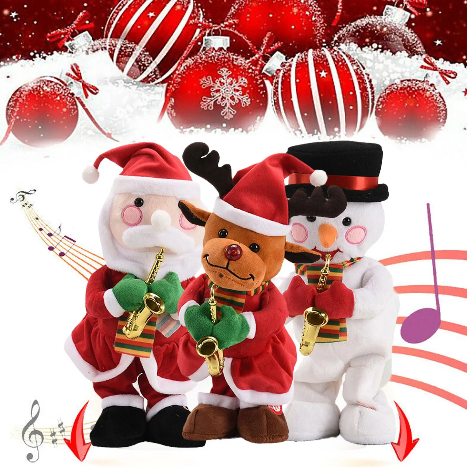 Electric Christmas Toy Dancing Singing Santa Claus Plush Toy Stuffed Elk Snowman Merry Christmas Gifts For Children Kids