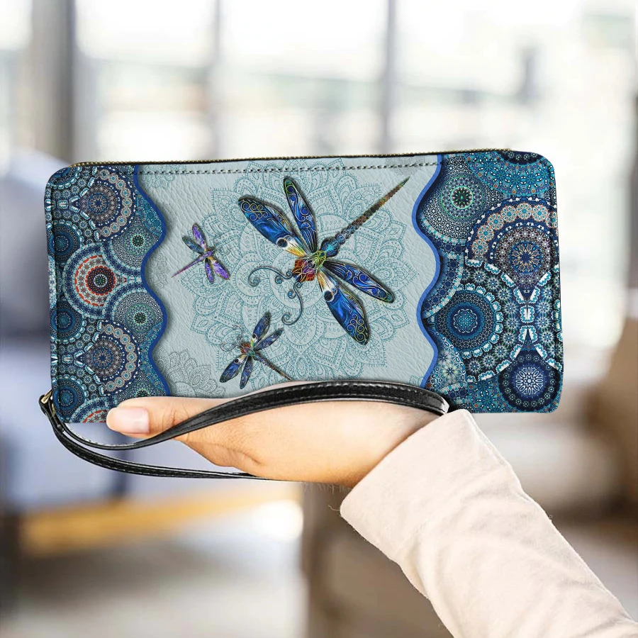 Fancy Butterfly Print Custom Ladies Purse Painted Personalized PU Leather mini Popular Personalized