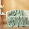 50x60 Inch Faux Fur Throw Blanket - Solid Sage Green Checkered Design, Microfiber Yarn, Cozy and Warm, Perfect for Couch, Sofa, 6