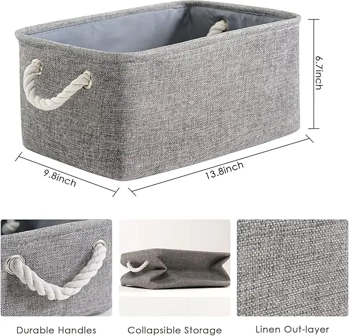 Fabric storage bins, medium, grey. Ideal for shelves, closets, or book organization, offering stylish and functional storage 2