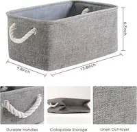 Fabric storage bins, medium, grey. Ideal for shelves, closets, or book organization, offering stylish and functional storage 2