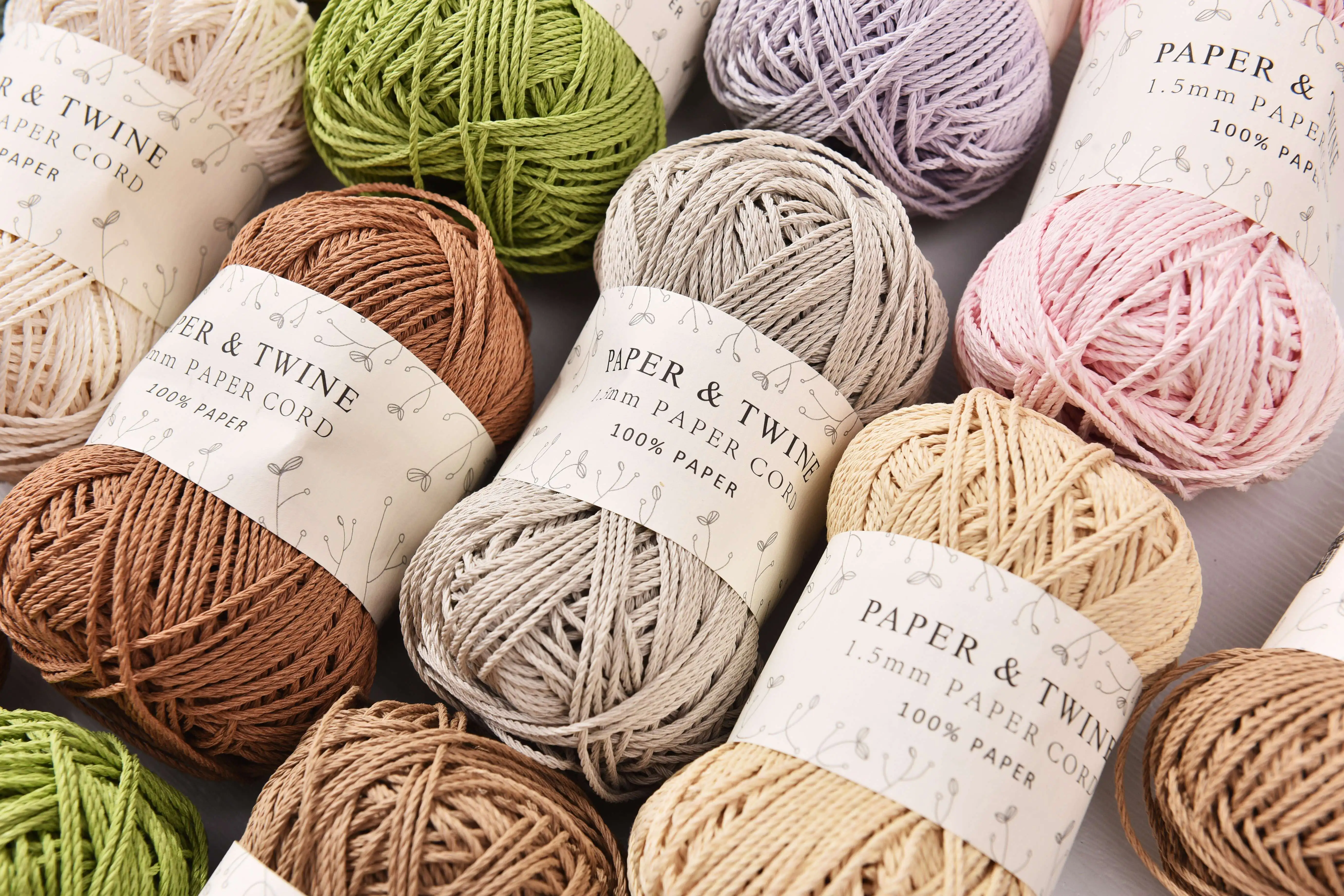 1.2mm Paper Cord Yarn 3ply Strands Paper yarn 100% Natural Hand Knitting cord 3