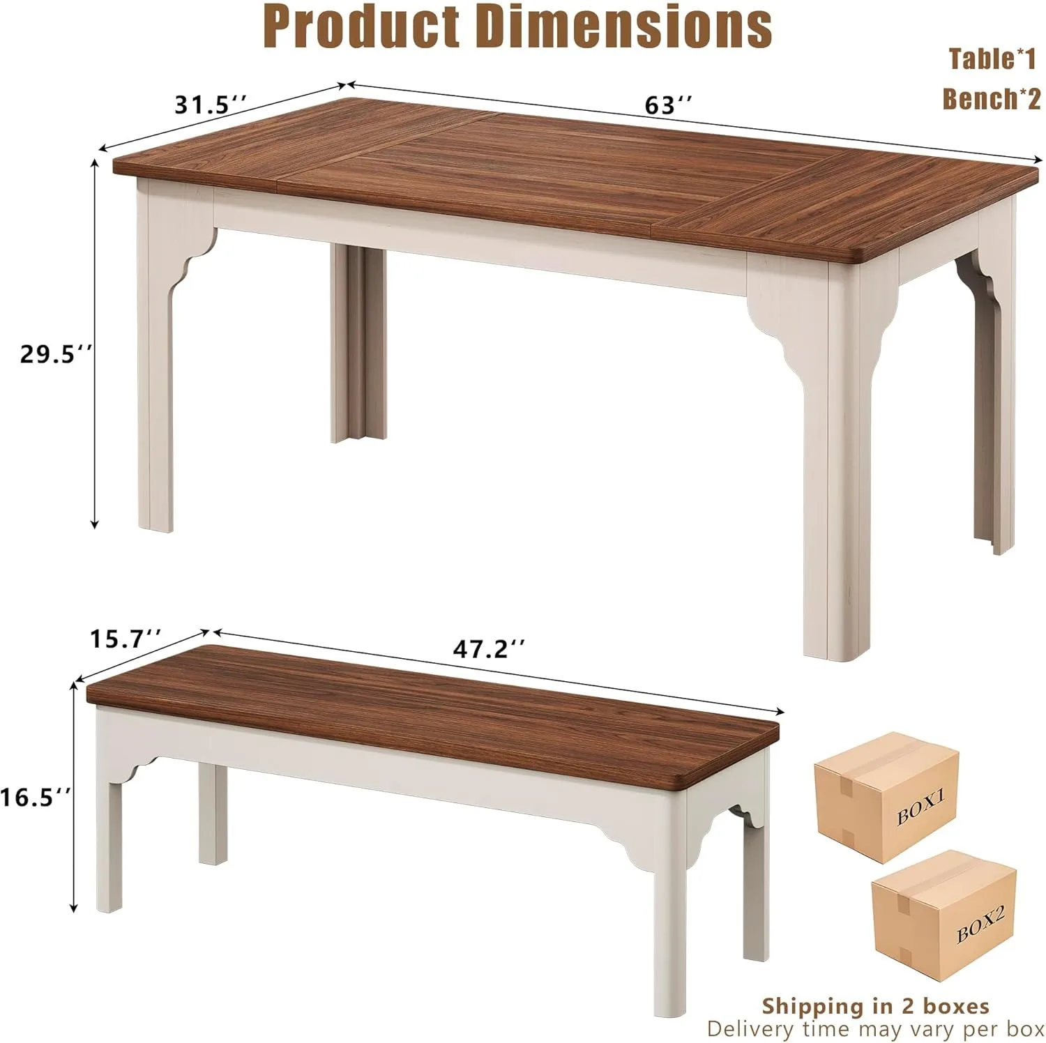 Farmhouse Dining Table Set 2