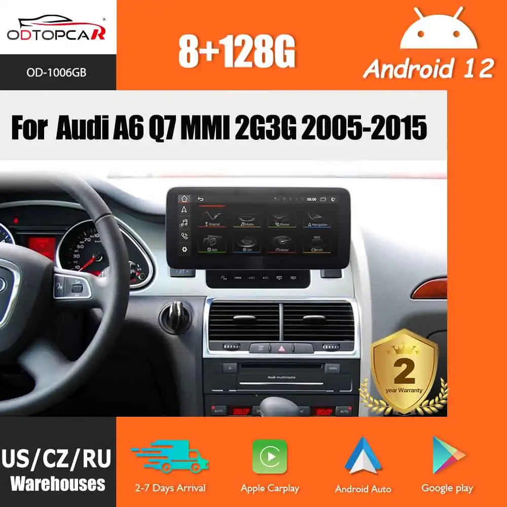 

Автомагнитола ODTOPCAR с сенсорным экраном 10,25 дюйма, обновленная версия для Audi A6, MMI 2G, 3G, 2005-2015, Android, apple Carplay