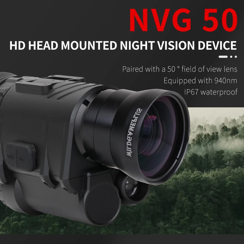 NVG50 NVG30 gen2 helmet night vision goggles wide view 50&deg; long range 940nm infrared digital night vision monocular telescope waterproof binoculars