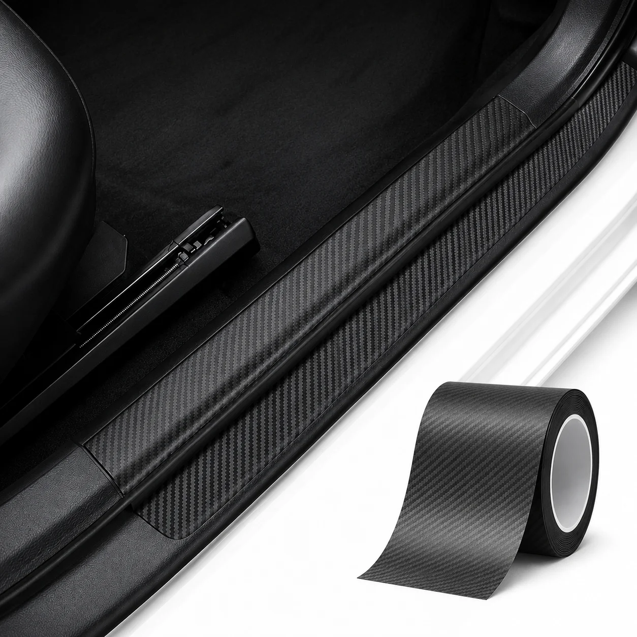 1-20m Carbon Fiber Car 3D Tape Sticker Door Mirror Paste Protector Strip Protection Protective Film Waterproof Adhesive Sedan 1