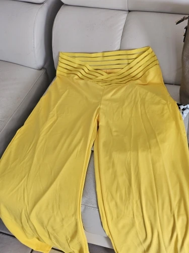 Elegant High Waist Flared Women Pants Office Casual Crisscross Sheer Mesh Patch Mesh Patch Casual Trousers Women Clothes photo review