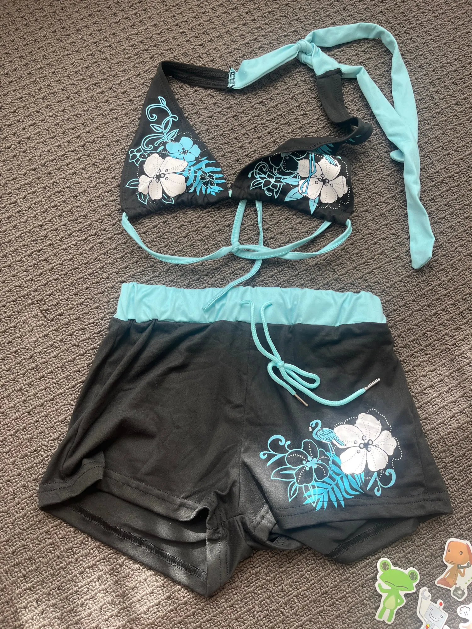 Vintage Flower print Cutie set Bikini 2000s Swimsuit Sexy Women Bathing Fashion Halter Strap Swimwear High Street Beach Female photo review