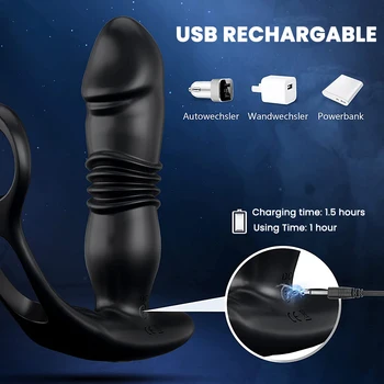 Telescopic Anal Vibrator for Man Penis Ring Men's masturbator Sex Toys for Men Gay Cockring Butt Plug Male Prostate Massager 5