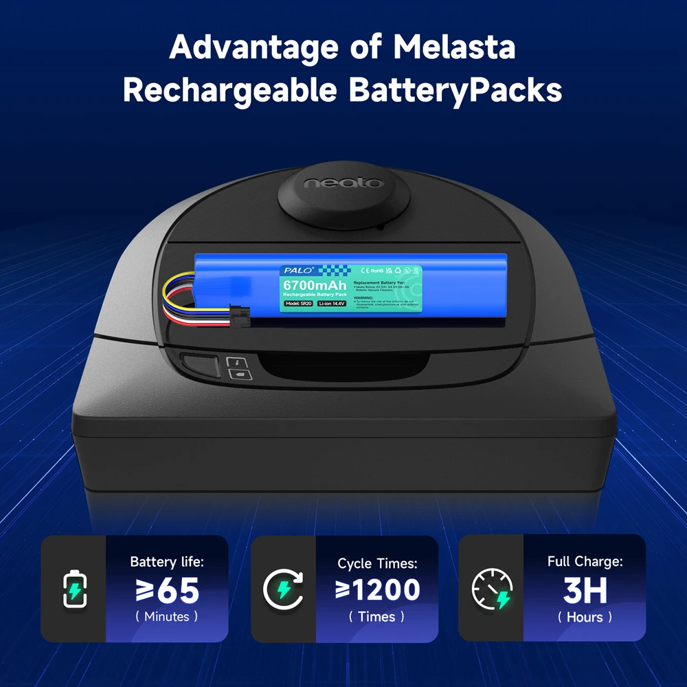 14.4V 6700mAh Replacement Battery For Neato Botvac D3 D3+ D4 D5 D5+ D6 D7 D301 D303 D502 D503 D701 205-0011 Sweeping Robot rechargeable battery