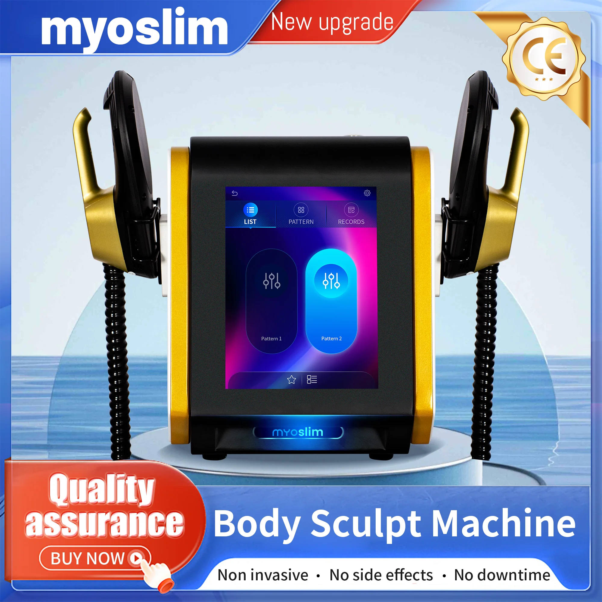 Máquina de Terapia de Escultura Corporal EMS Body Sculpt 6500w, Adelgazante, con 2 Manijas, Radiofrecuencia, Quema Grasa, Esculpe Músculos, Estimulación Electromagnética, MYOslim