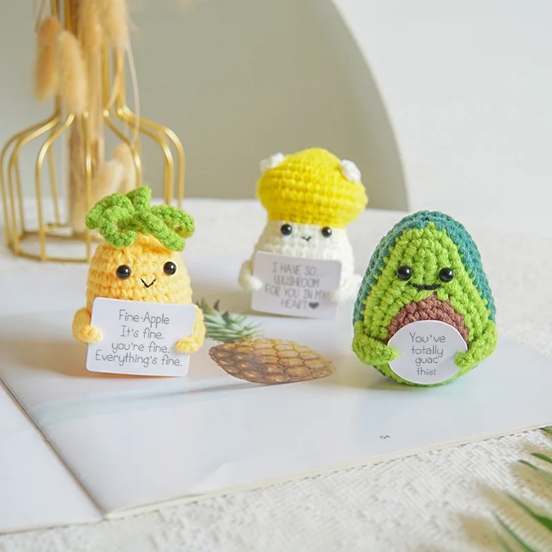 Funny Positive Potato Cute Wool Knitting Doll With Positive Card Positivity  Affirmation Cards Funny Knitted Potato Doll Xmas New Year Gift Decoration