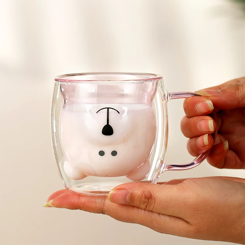 3D Bear Creative Transparent Heat-resistant Double Glass Cup