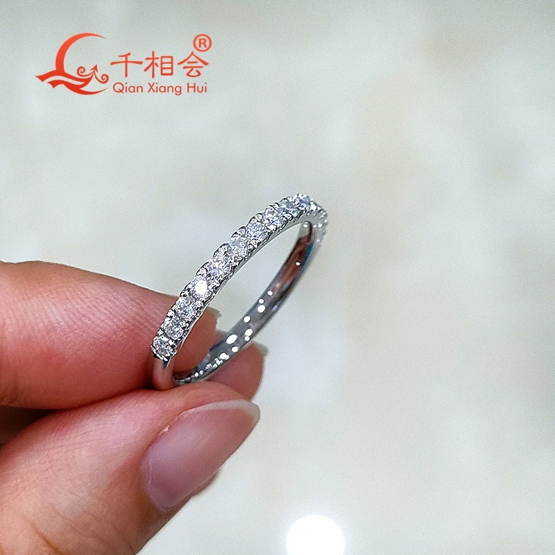 2mm Moissanite half  Eternity Ring Band 925 Sterling Silver D Color VVS Round Moissanite Diamond Rose Gold Plated Ring Jewelry