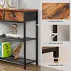 38" Console Sofa Table with 3 Fabric Drawers - Industrial Design with Storage Shelves - Rustic Brown Finish 6