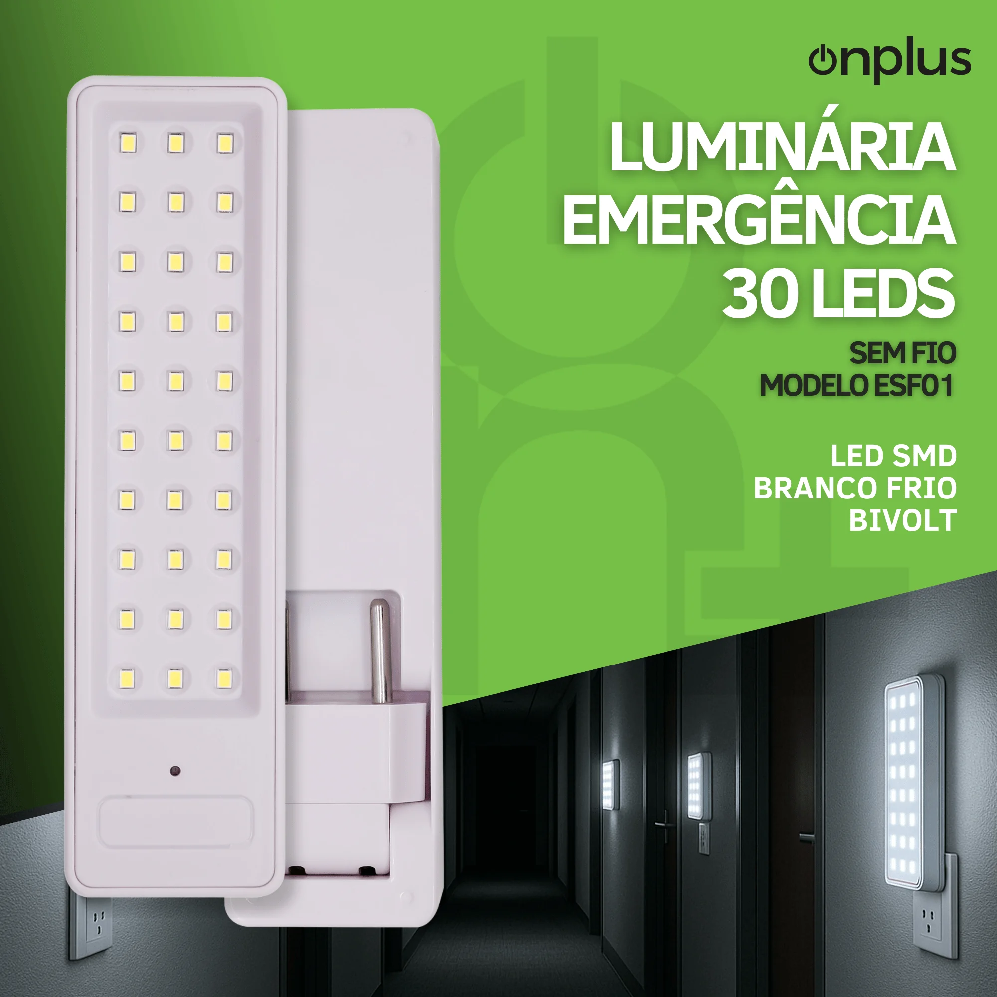 Luminária de Emergência Sem Fio Recarregável 30 leds Cor de Luz Branco Frio Bivolt 110v 220v