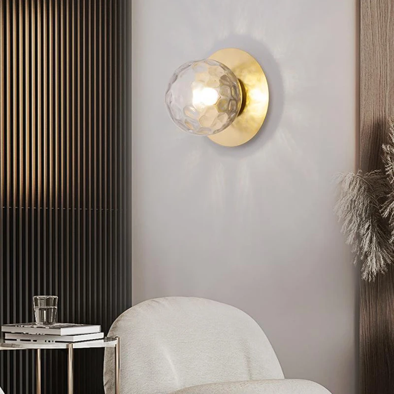 Bedroom Bedside LED Wall Sconce Lamp Nordic Minimalist Modern Staircase Walkway Living Room Background Wall E27 Glass Wall Light 5