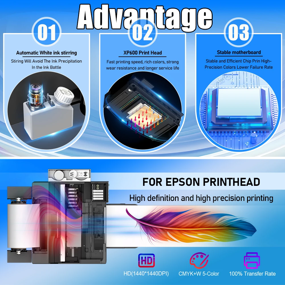 A4 DTF Printer For Epson XP600 Printhead Direct to Film Transfer Machine For Dark/Light T-Shirts Printing White Ink DTF Printer