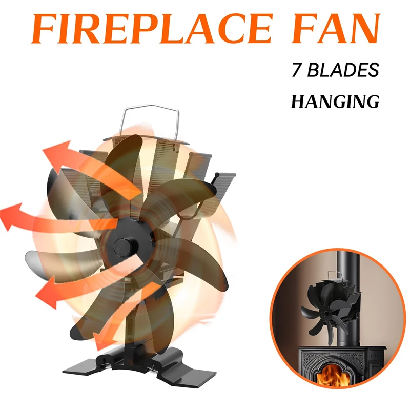 Af1862194df9a410da83cb40a02a542d3R Dual-purpose 7 Blade Fireplace Fan Desktop Wall-mounted Thermal Power Efficient Heat Dissipation Heat Powered Stove Fan