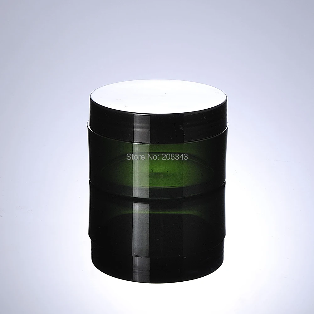 100G groene plastic pot, zalfpotje met zwart plastic deksel