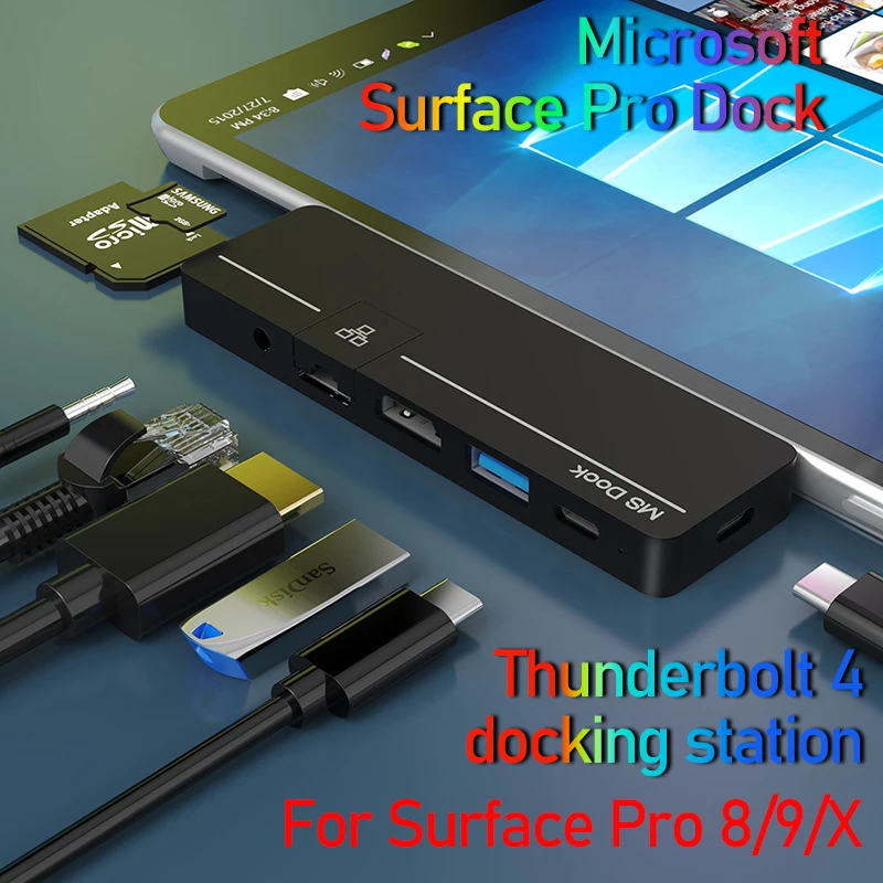 para Acessórios de pc da Microsoft Superfície Pro Usb Hub Docking Station hd Dual tipo c Hub Thunderbolt Dock Hdmi Surface Pro x - Imagem 6