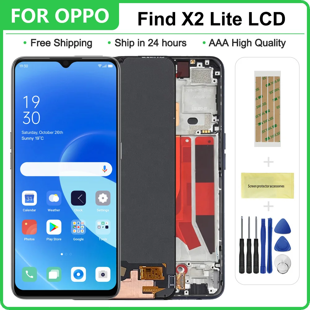 

6,4 "оригинальный для Oppo Find X2 Lite CPH2005, ЖК-дисплей с идентификацией по отпечатку пальца для findx2 Lite кодирующий преобразователь сенсорного экрана в сборе LCD