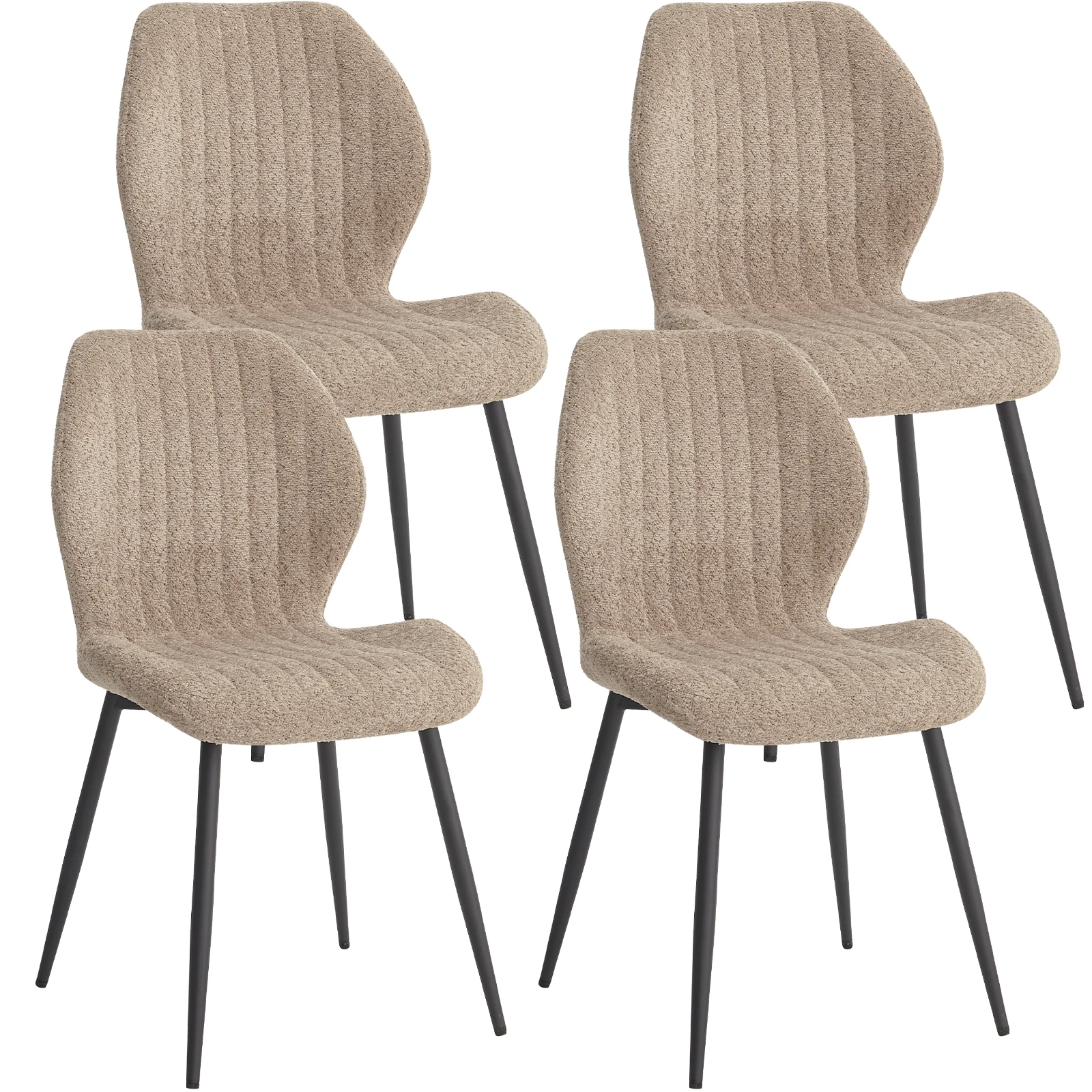 EGOONM Set mit 2/4/6 gepolsterten Esszimmerstühlen, gepolsterte Esszimmerstühle aus Leinenstoff, Küchenstühle mit Metallbeinen für Restaurant, Café, Zuhause, Zimmer