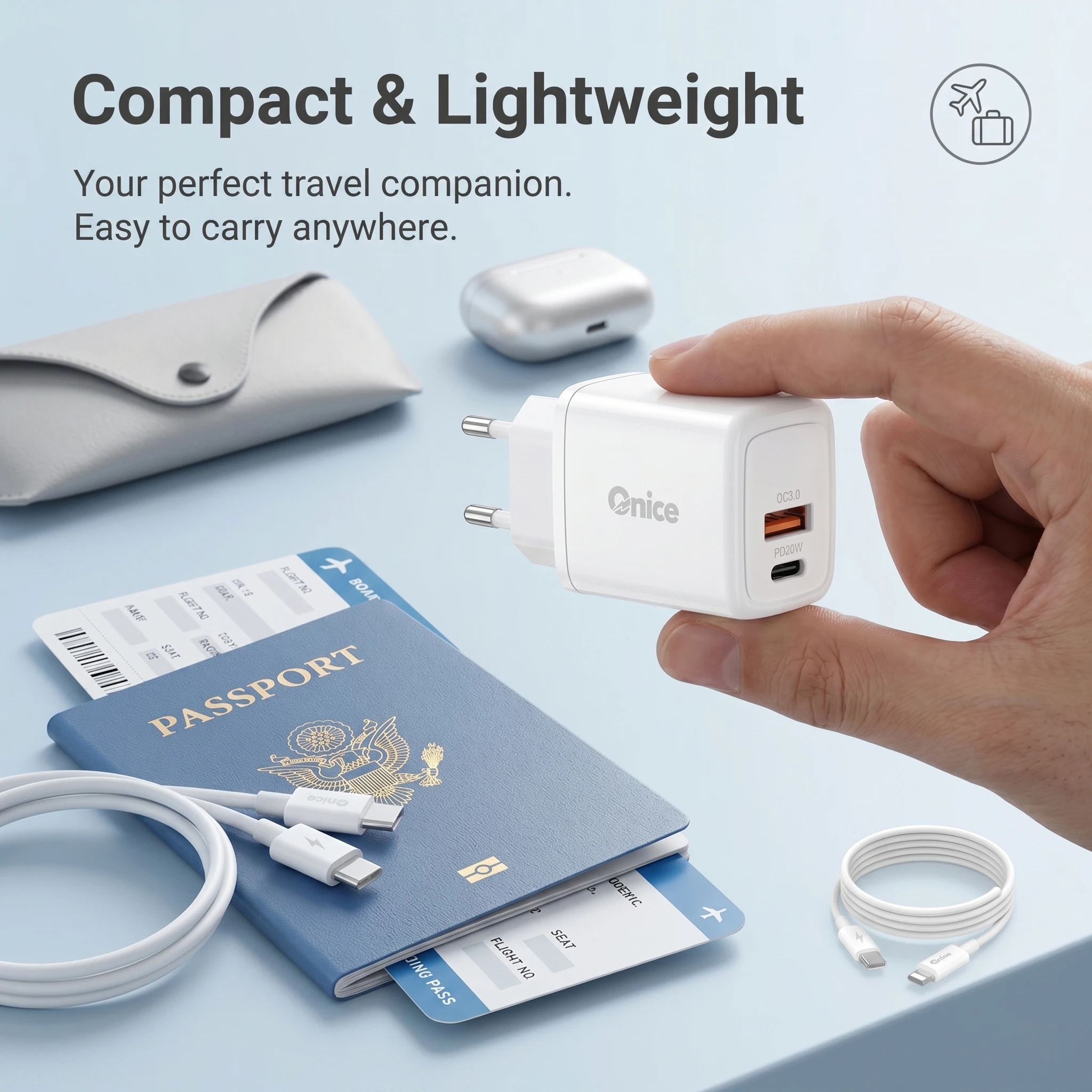 Premium Dual Port 20W Charger Kit with USB A & Type C and High-Speed Charging Cable