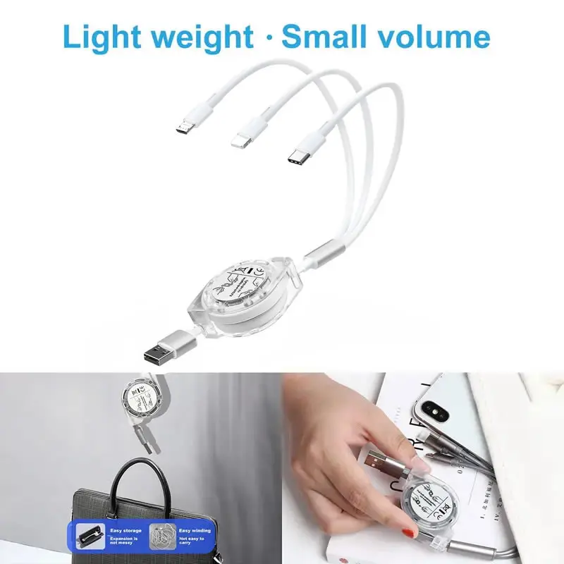 Universal 3-in-1 Retractable Fast Charging USB Cable