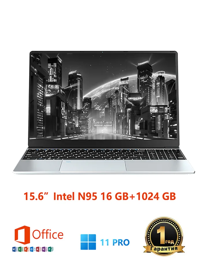 Ordinateur Portable 15,6" FHD IPS Avec Celeron N95 Processor, 16Go RAM 512Go SSD, PC Portable Win 11 Avec Clavier Rétroéclairé Et Empreinte Digitale, Laptop Wi-FI5, BT4.2, USB3.0, HDMI, 5000mAh