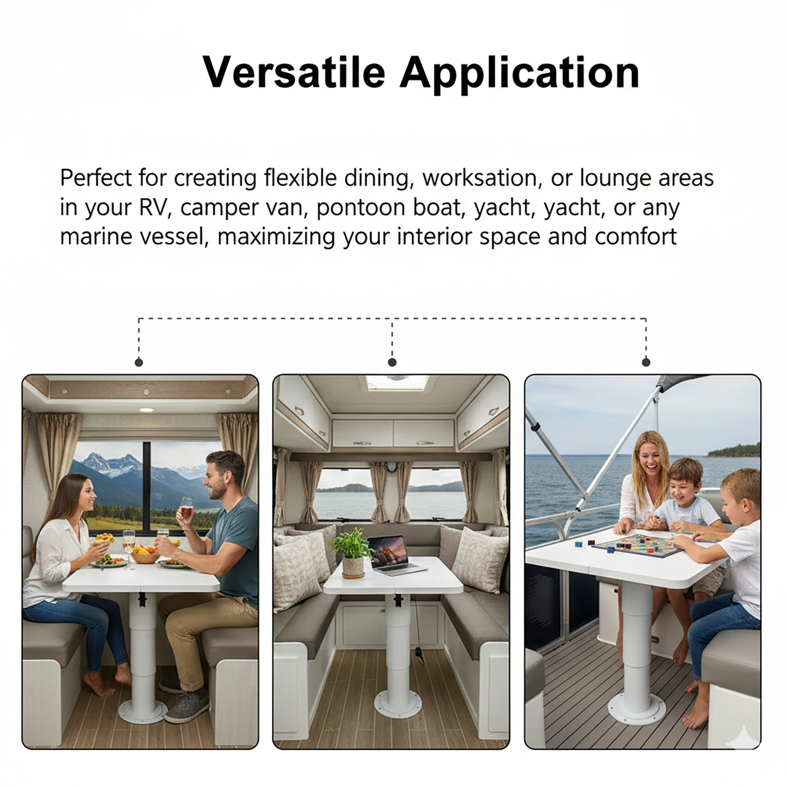 Pneumatischer Hubtischunterbau, 35,5-73,1 cm Höhenverstellung, 4-Wege-Gleitmontage, ideal für Wohnmobile, Boote, Camper, Marine-Essbereiche – Detail 8