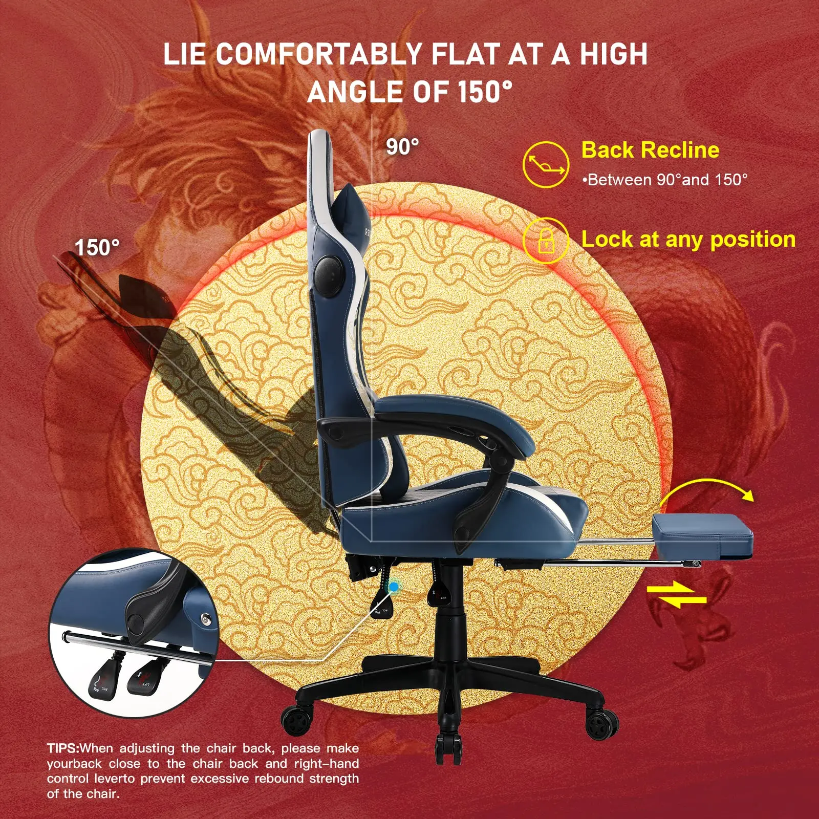 GTPLAYER Ergonomische Gamingstoel, Technische Stof, met Lendensteun GTPLAYER Ergonomische Gamingstoel, Technische Stof, met Lendensteun