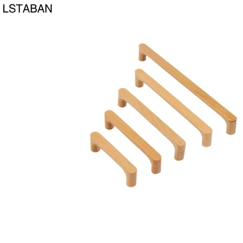 Furniture Handles Kitchen Door Handles Nordic Wooden Cabinet Handles Solid Wood Furniture Kitchen Door Handle Wardrobe Cupboard Drawer Knobs Hardware Round Pull Handle