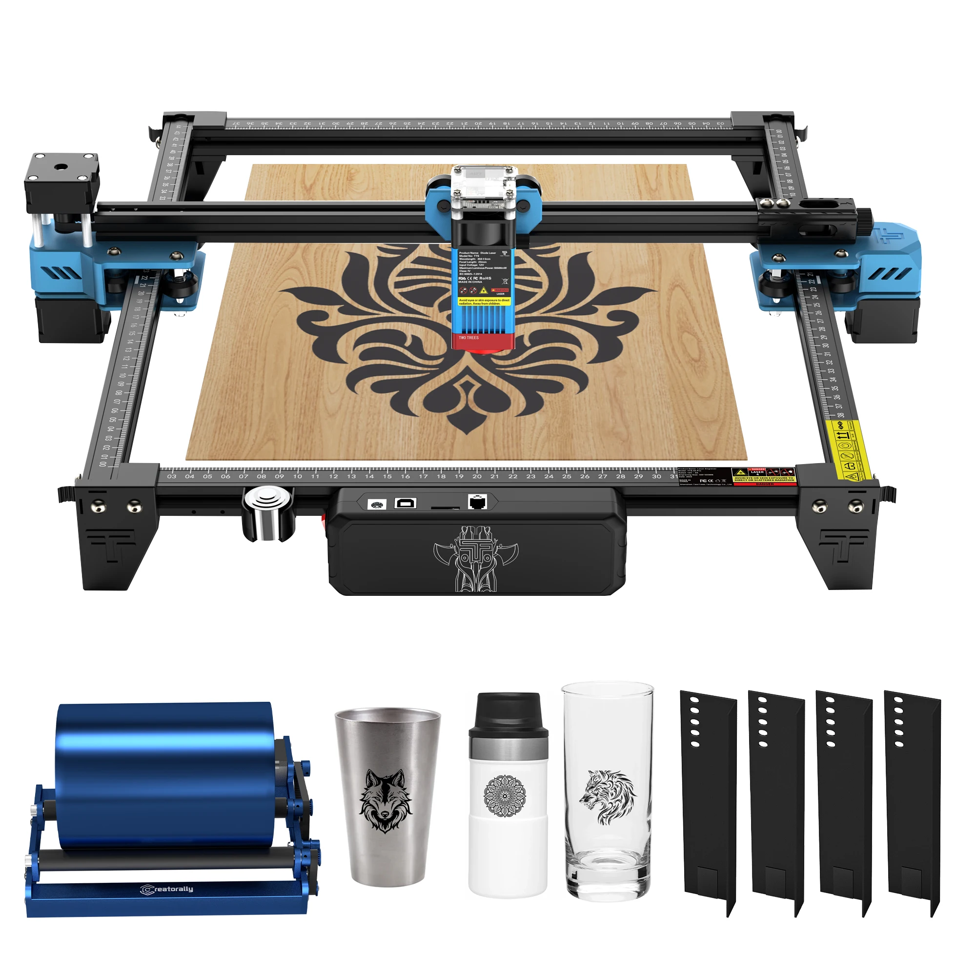 Máquina de Corte e Gravação a Laser TwoTrees TTS-10 Pro 10W para Logotipo, Madeira, Couro, Ferramenta DIY, Plugue BR 300*300mm