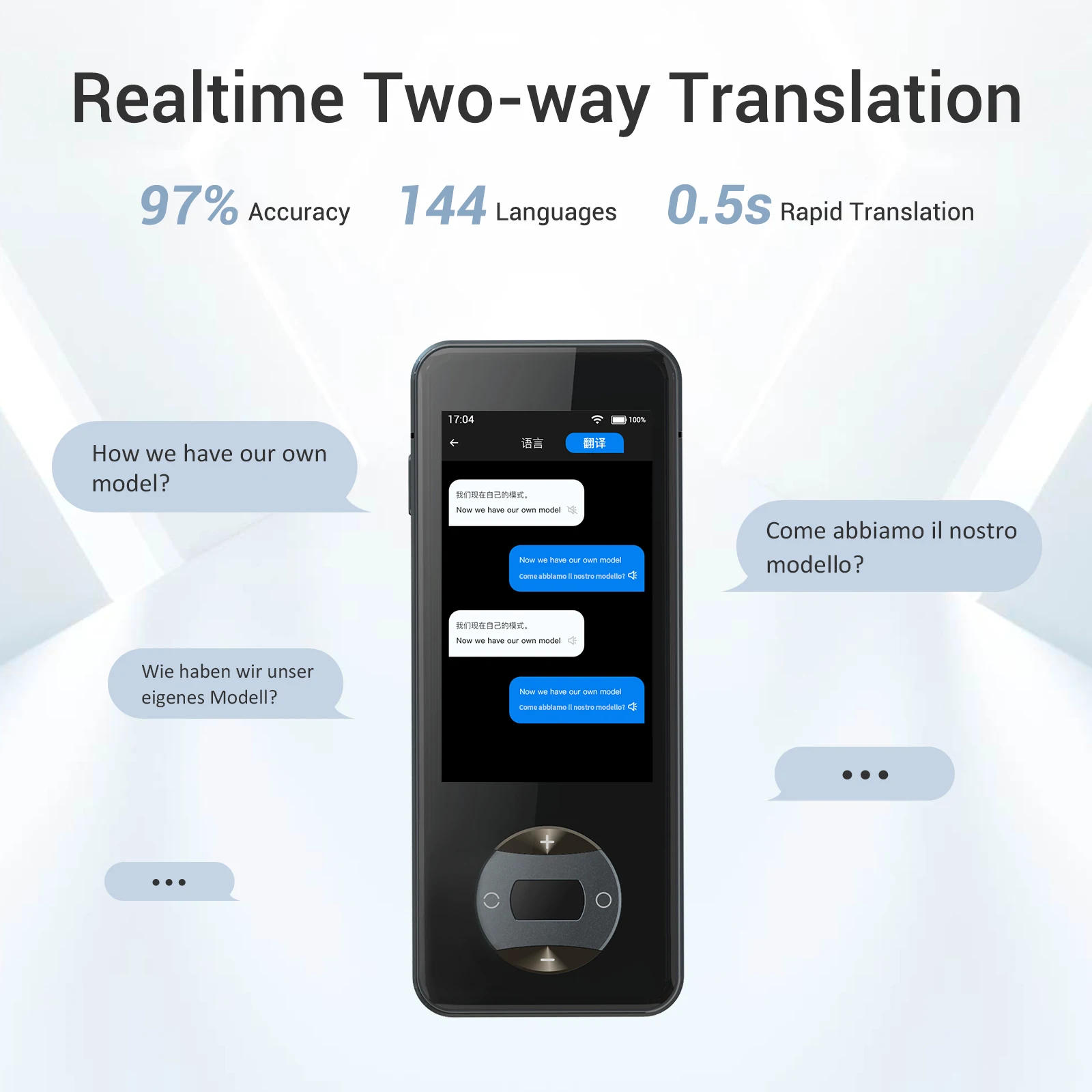 Wooask W10 Translator 144 Languages Instant Offline Voice Translator Device 98% Accuracy Ideal for Travel Business