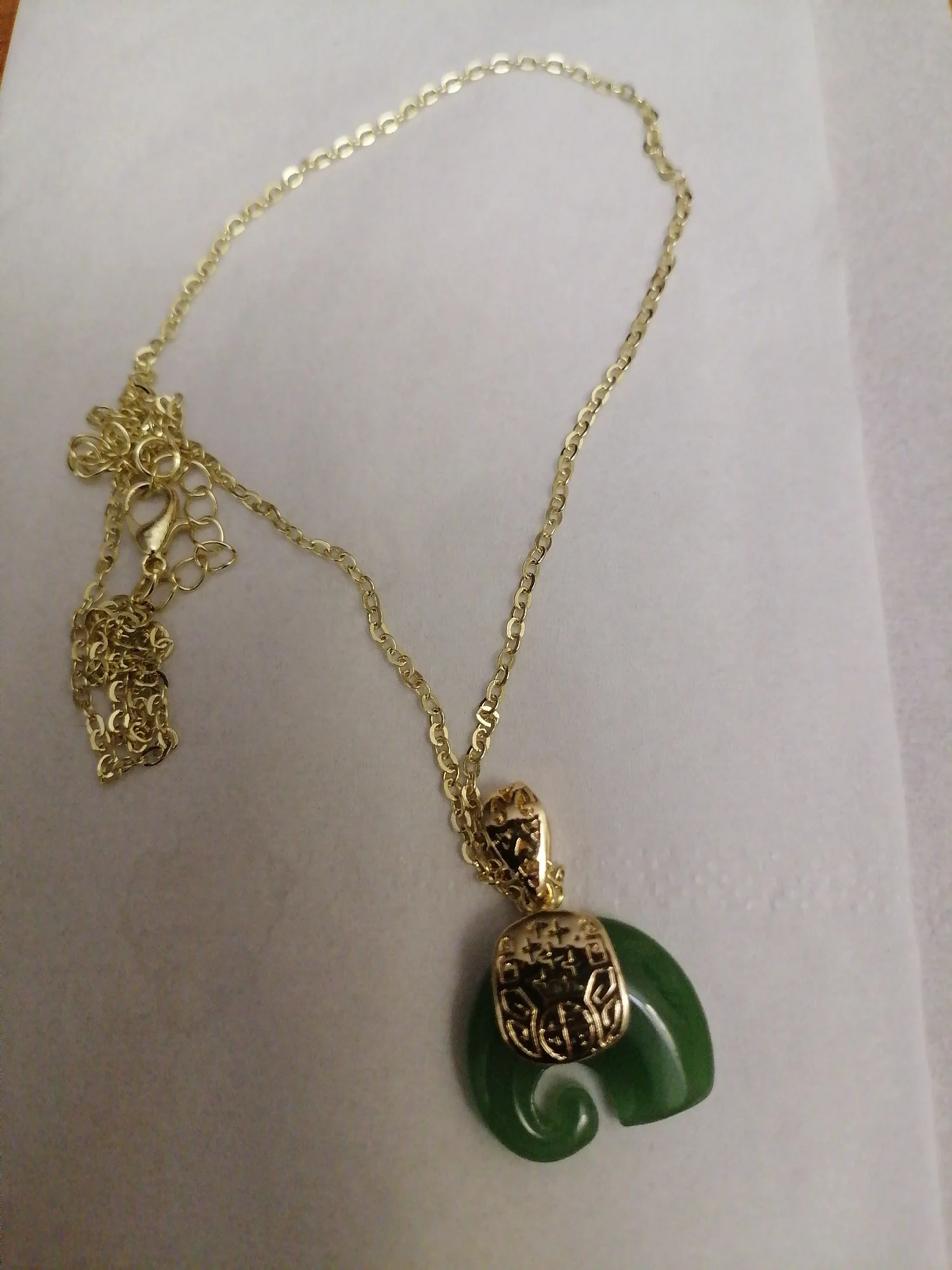 Cute Green & White Imitation Jade Elephant Peace photo review