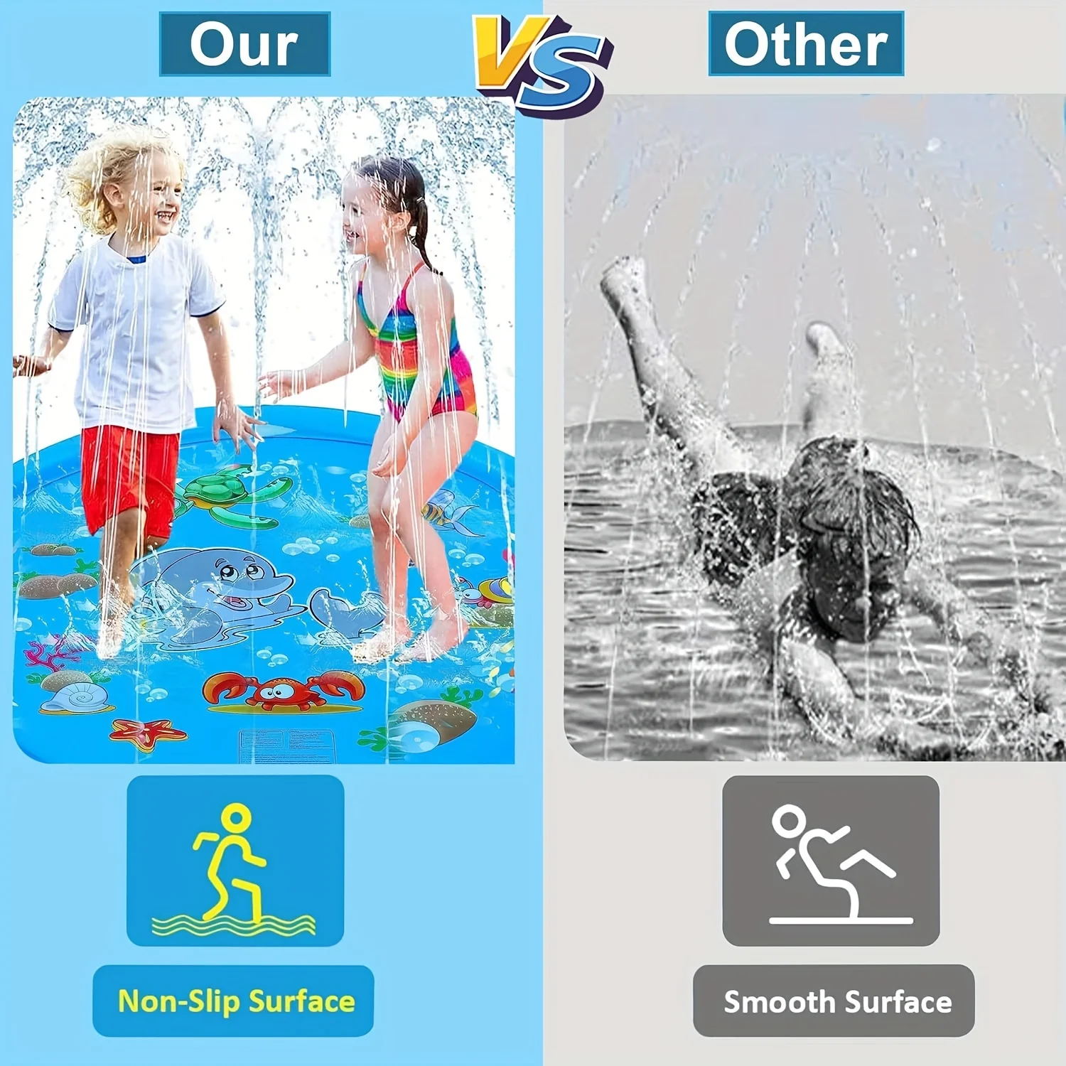 Durable PVC Quick-Inflate Water Spray Play Mat Splash-Proof Fun for Outdoor Lawns Large Sun-Resistant Kids Pet Play Area Summer