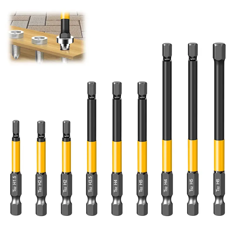 Allen Wrench Drill Bit Hex Driver Bits Set 50/100/150mm H1.5-H10mm with Magnetic Grip and Slip Design for Secure Screw Holding - Image 6