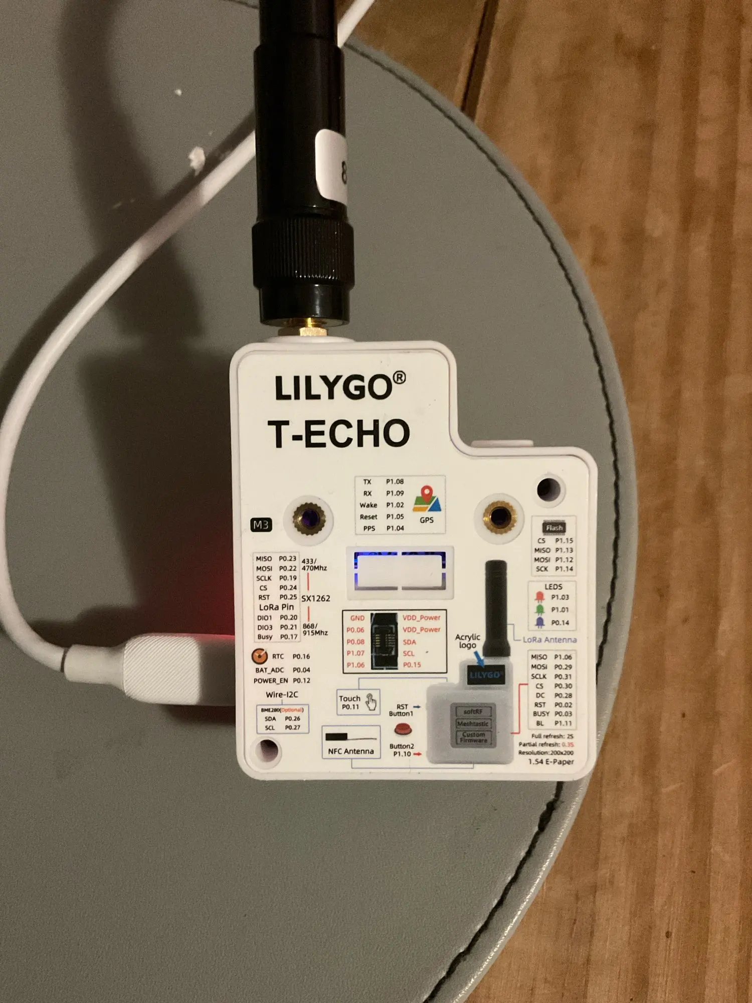 LILYGO® TTGO Meshtastic T-Echo LoRa SX1262 Wireless Module 433/868