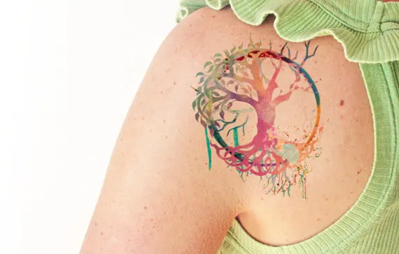 Tree of Life Watercolor Board Game, Tattoo, Tattoo