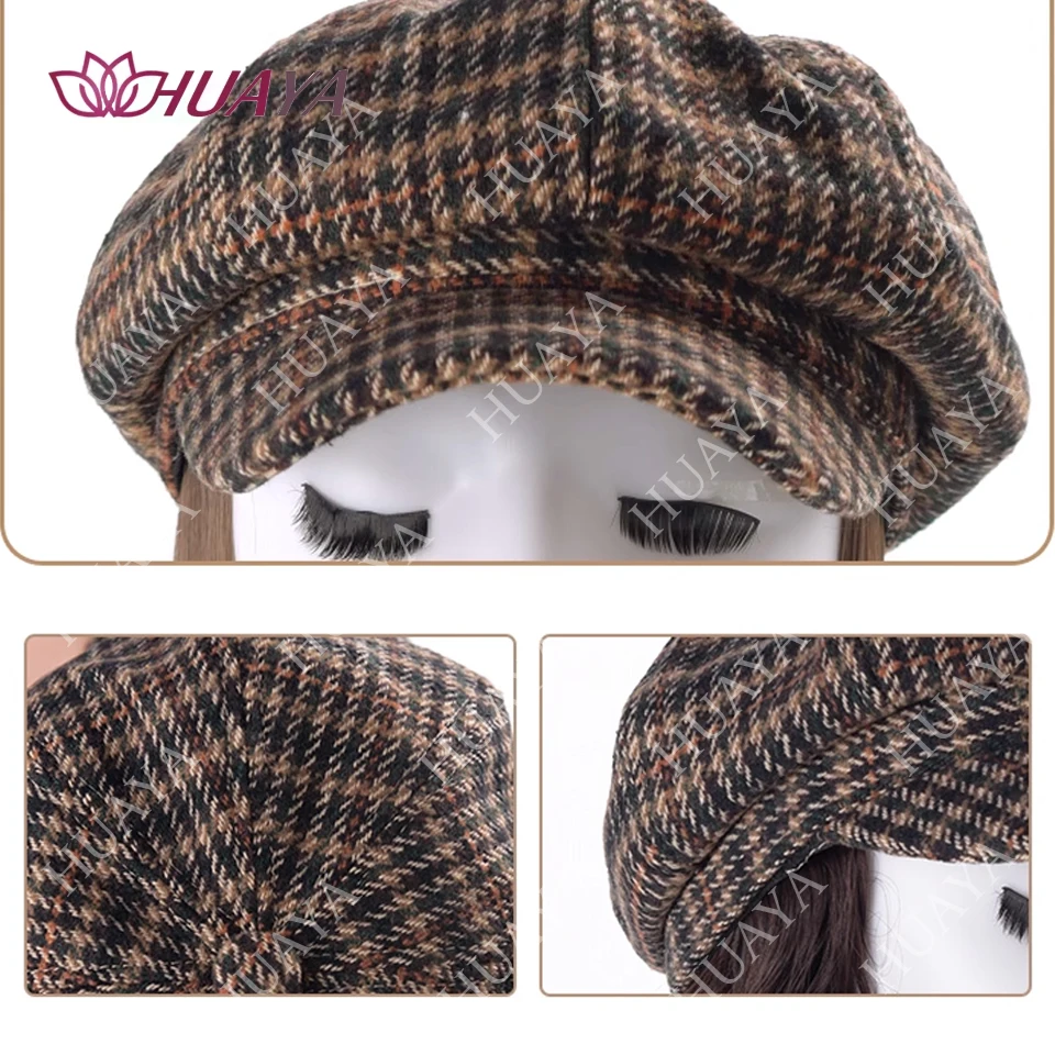 Synthetic Short Curly Wave Hat Wig for Women Fashion Beret Hair Extensions Autumn Winter Women Hat Wig Accessories