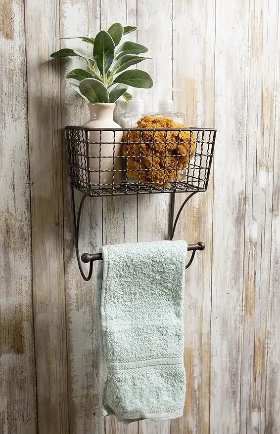 Rustic metal towel bar – farmhouse bathroom décor 4