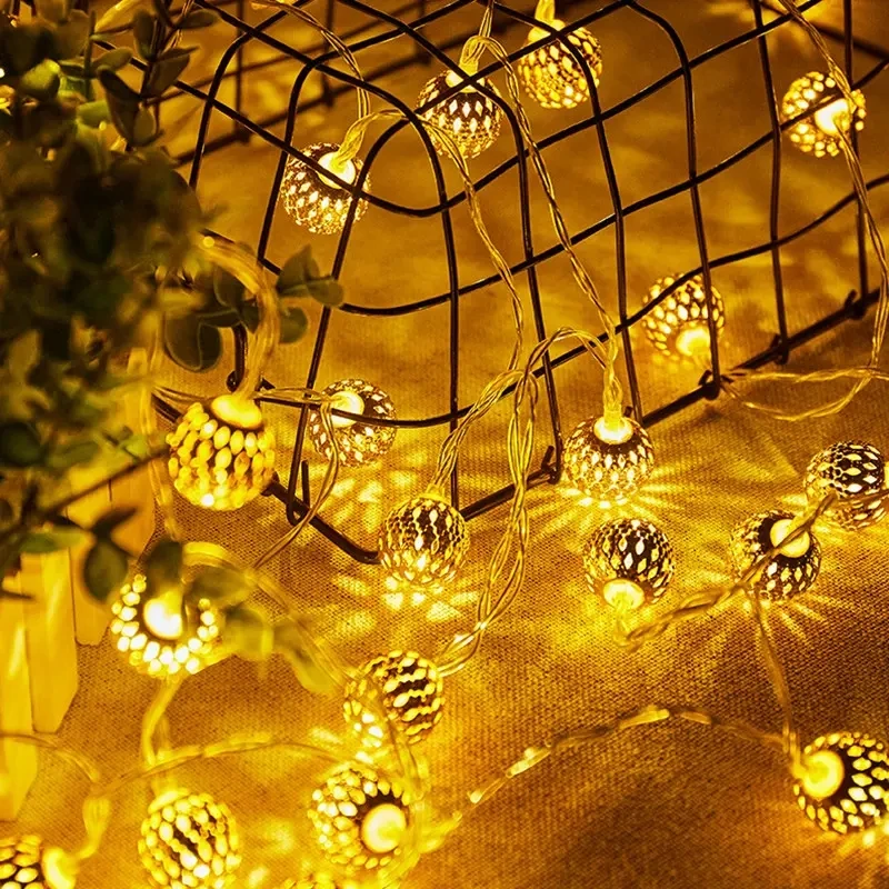 1PC 1.5M/3M/6M Moroccan Ball String Light Battery Box Christmas Decoration Fairy Lights Christmas Tree Hanging Lamp led string lights decorative lights string lights led fairy lights
