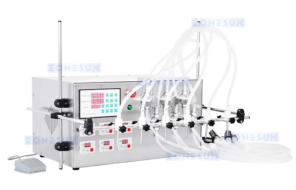 ZONESUN ZS-YTMP6S Semi Automatic 6 Nozzles Magnetic Pump Liquid Filling Machine