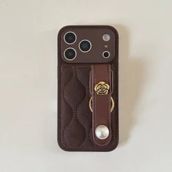 Vintage Leather Camellia 3D Shockproof Phone Case - iPhone 14 or13 (LZ295 - 5)
