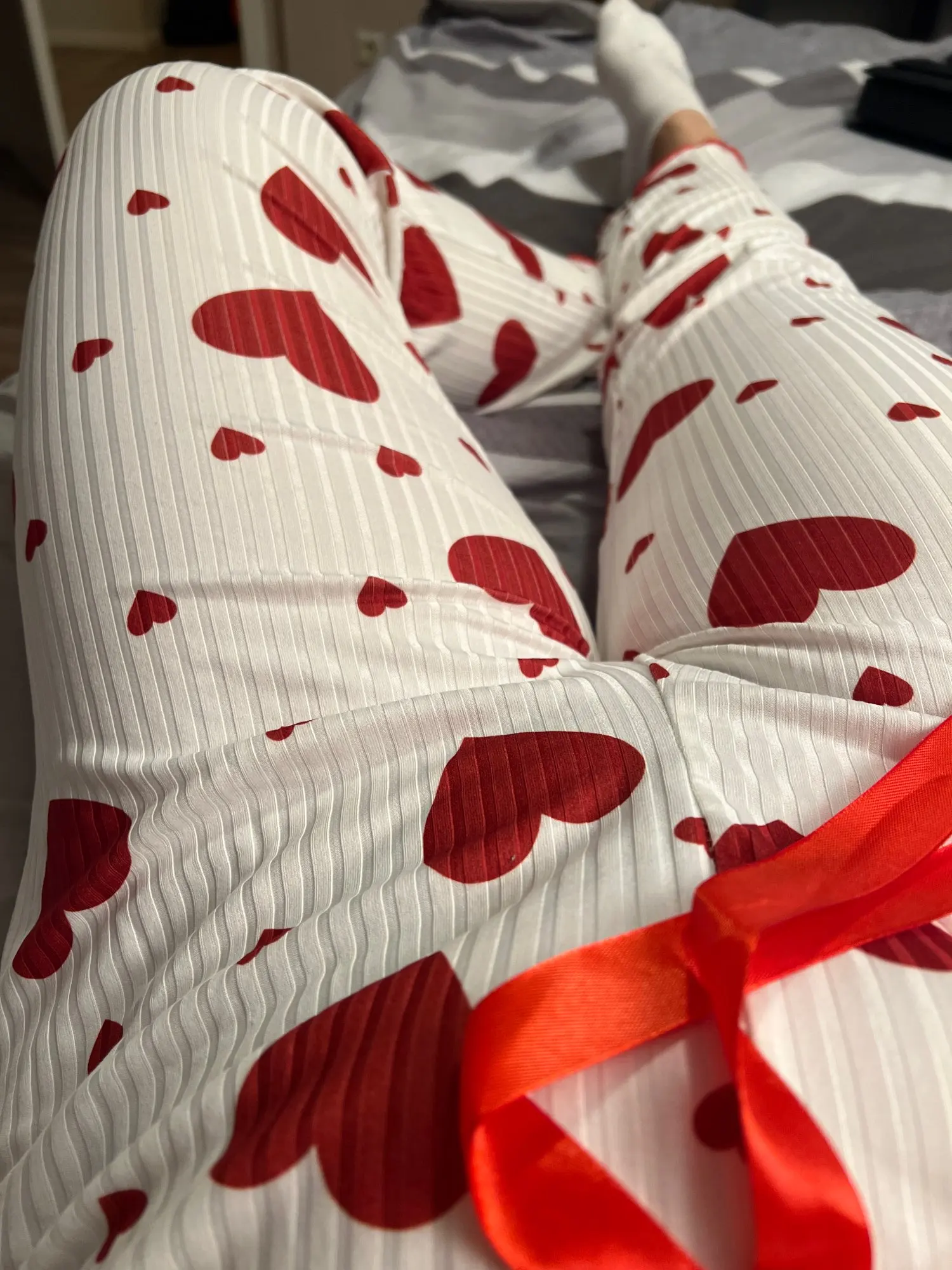 Charming Heart Print Women's Pajama Set for Cozy Nights photo review