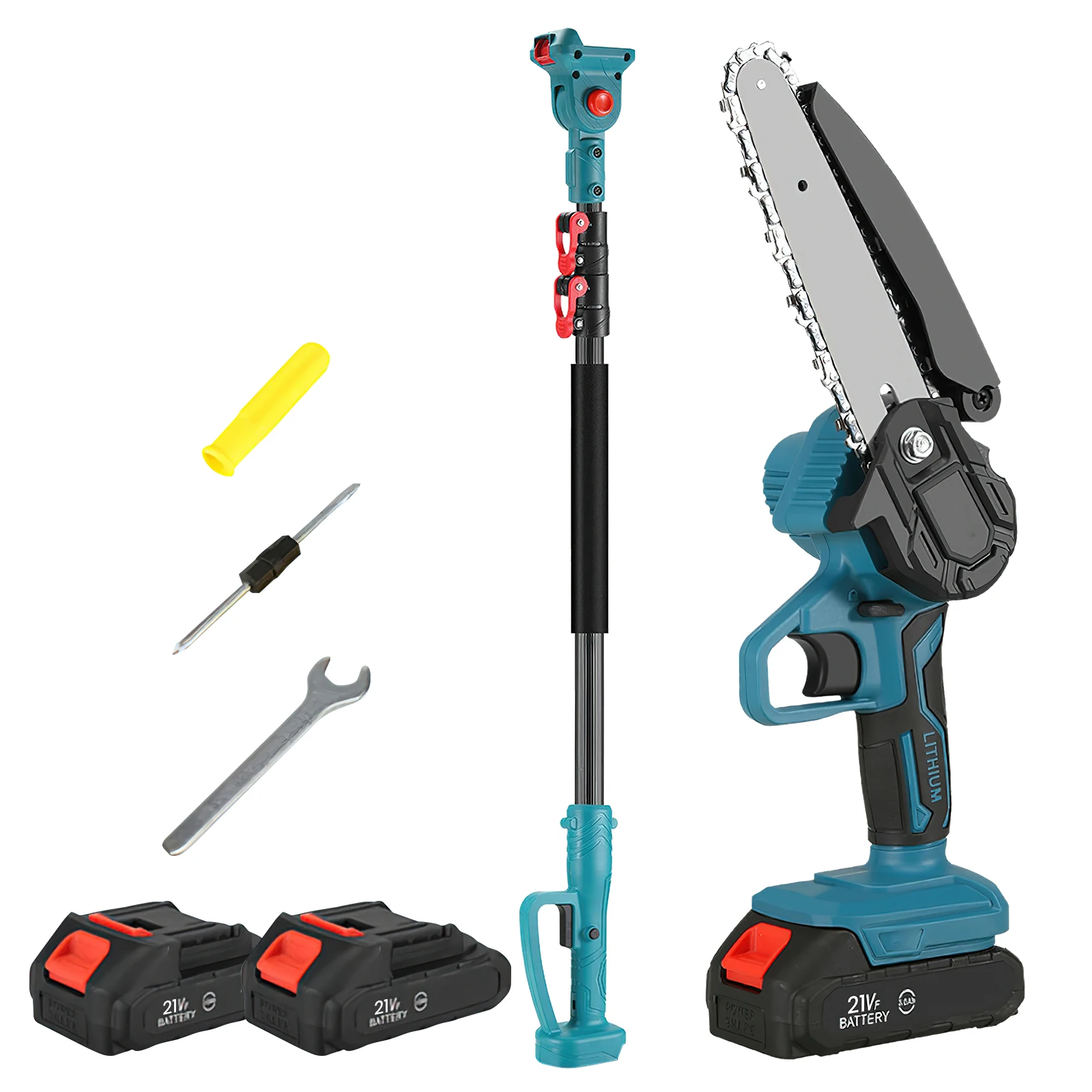 Bürstenlose 600W Elektrische Kettensäge mit Teleskopstange, Hochastsäge, Garten-Baumschneidewerkzeug für Makita-Akkus – Detail 11