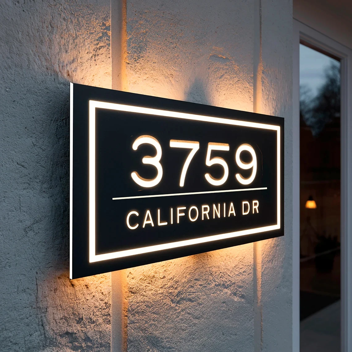 House Number Sign Backlit Illuminated Address Plaque Personalized House Sign